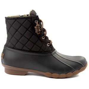 Womens Sperry Top-Sider Saltwater Quilted Nylon Duck Boot - Black